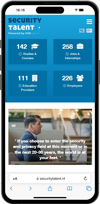 Mobiele weergave van Security Talent