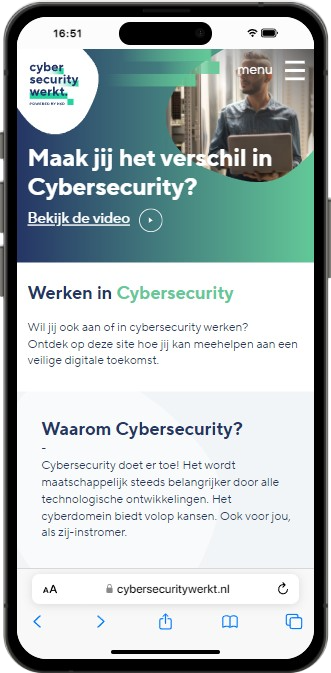 Mobiele weergave van Cyber Security Werkt